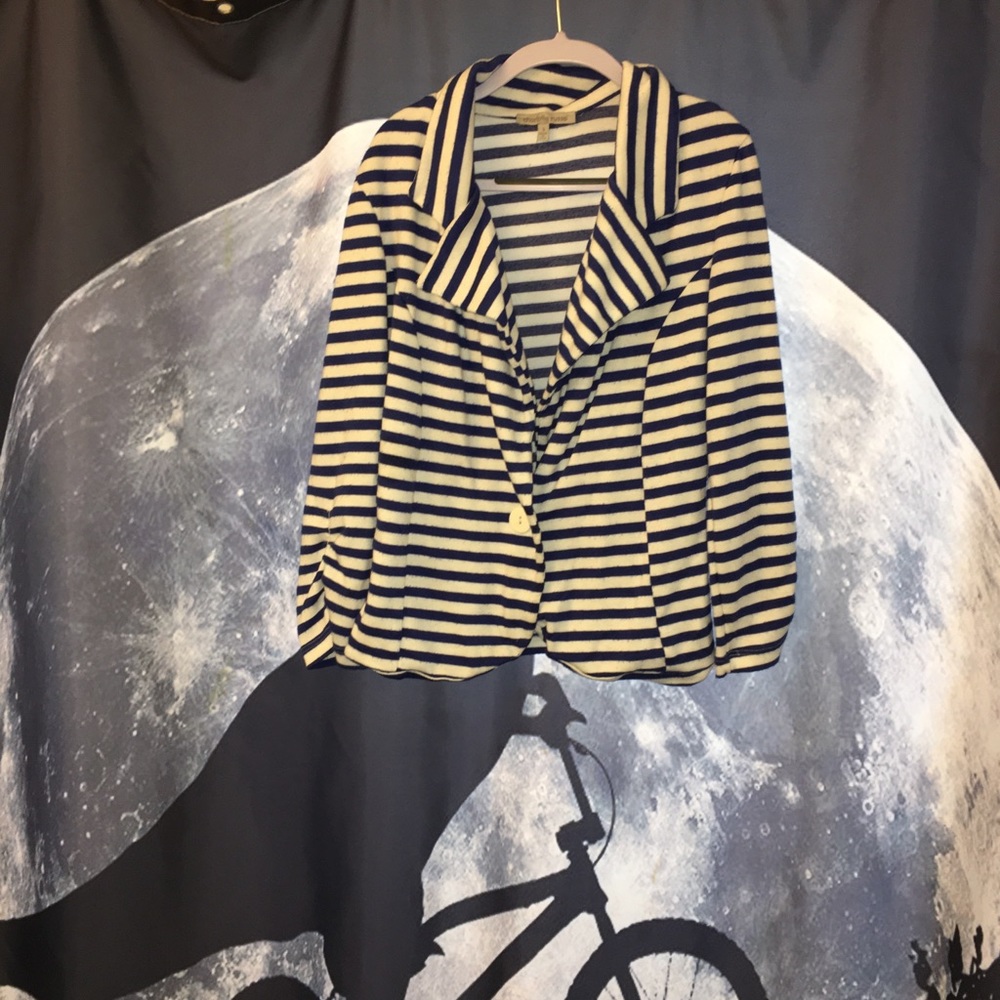 White & Blue Striped Blazer